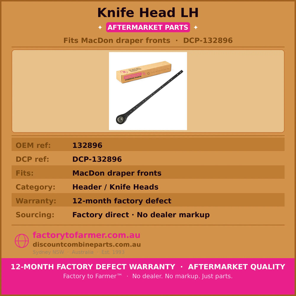 Knife Head LH | MacDon FD Draper Front | 132896 Discount Combine Parts