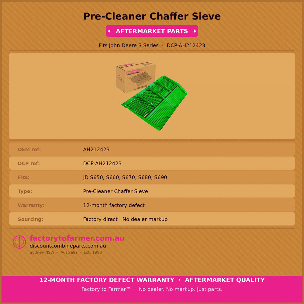 Pre-Cleaner Sieve | John Deere Header | AH212423 DUTP