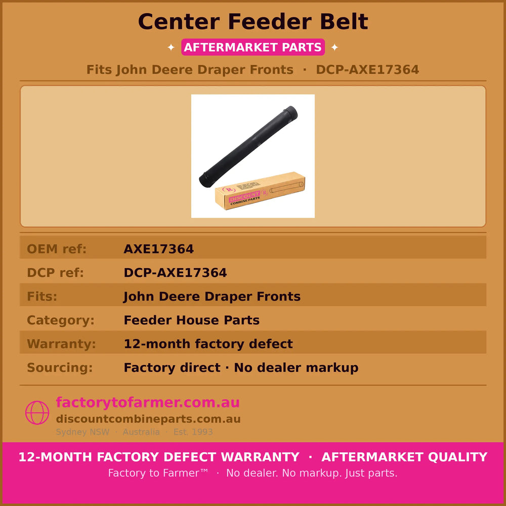 Center Feeder Belt | John Deere Draper Fronts | AXE17364 Discount Combine Parts