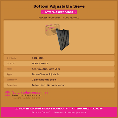 Bottom Sieve (Adjustable) Fits CIH | Aftermarket 1322464C1. hover
