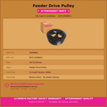 Feeder Drive Pulley Fits Case IH| Aftermarket 193999C1.
