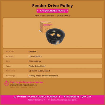 Case Header Feeder Drive Pulley-193999C1 hover