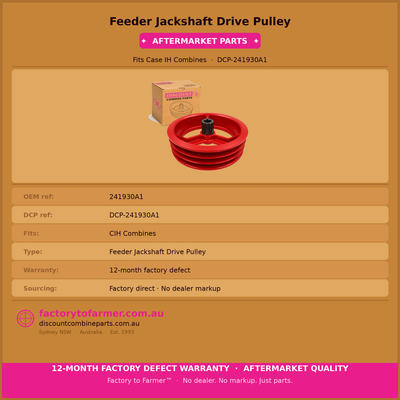 Case Header Feeder Jackshaft Pulley-241930A1 hover