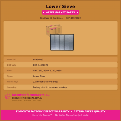 Bottom Sieve Fits CIH | Aftermarket 84320022 hover
