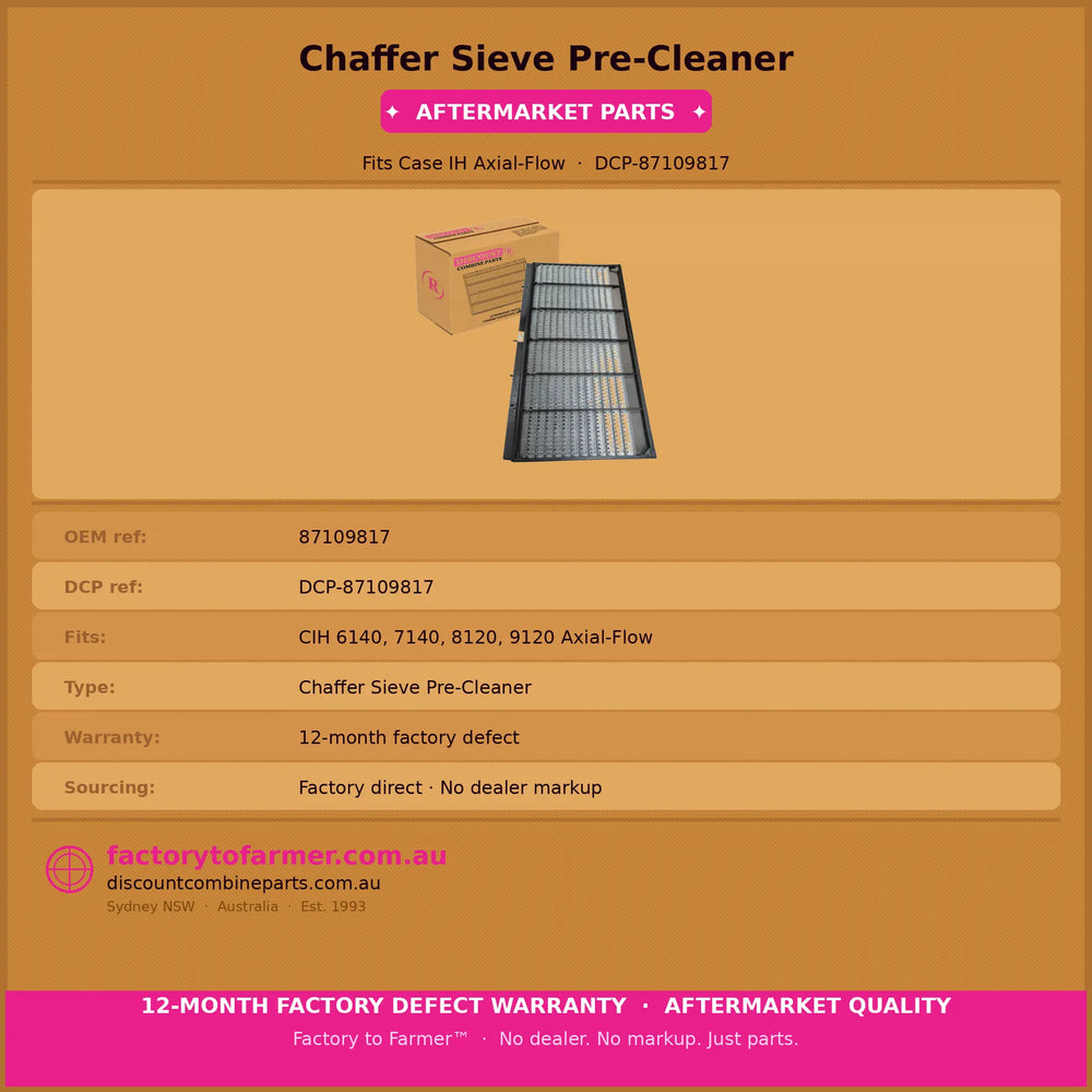 Chaffer Sieve-Pre Cleaner Fits CIH | Aftermarket 87109817 Discount Combine Parts