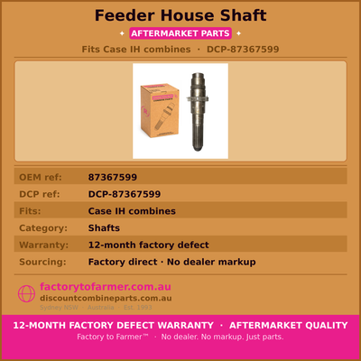 Feeder House Shaft Fits CIH | Aftermarket 87367599. hover