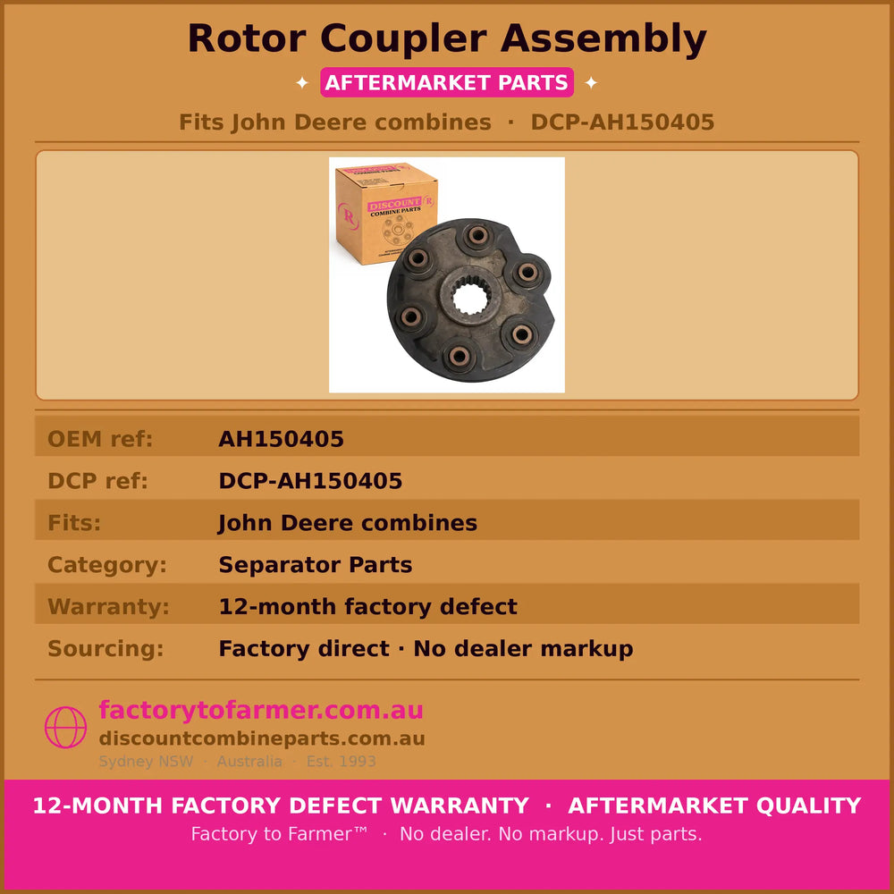 John Deere Header Rotor Coupler  Hub Assembly-AH150405 DUTP