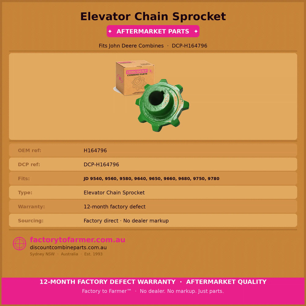 Elevator Chain Sprocket Fits JD | Aftermarket H164796. Discount Combine Parts