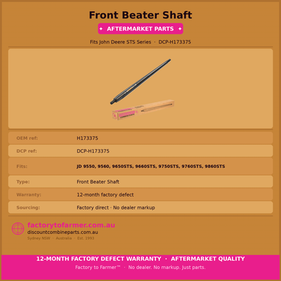 Separator Drive Shaft Fits John Deere | Aftermarket H173375 hover